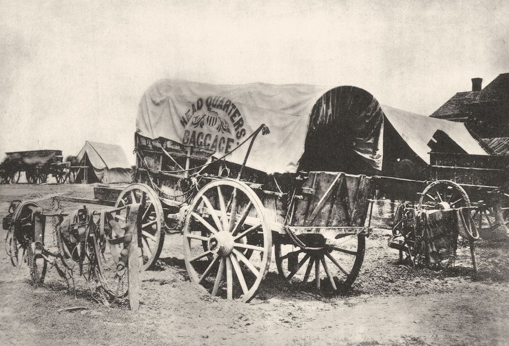 US CIVIL WAR. Headquarters baggage wagon & saddlery; 1860- 1865. 1935 print
